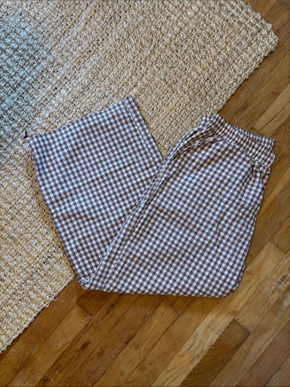 Lomon Brown Gingham Wide Legged Pants